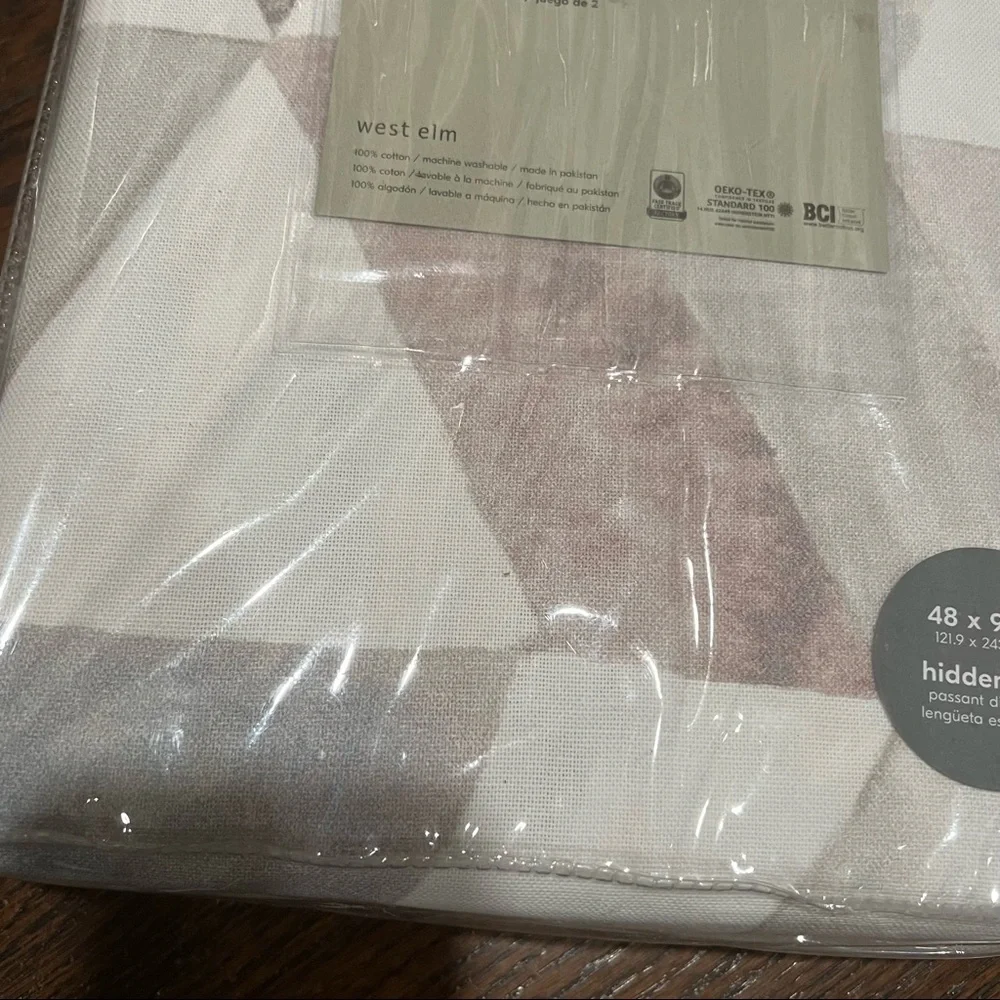 West Elm Cotton Canvas Zigzag Reflection Curtain,2 panels, platinum,48”x…